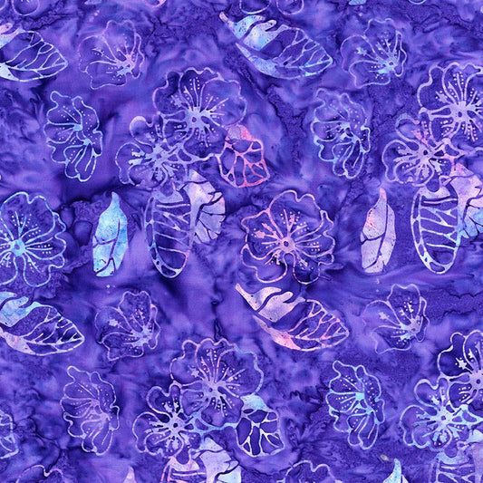 Tonga Batiks Dreamer Painted Flowers Grape Timeless Treasures Cotton Fabric TT-Tonga-B2537-GRAPE