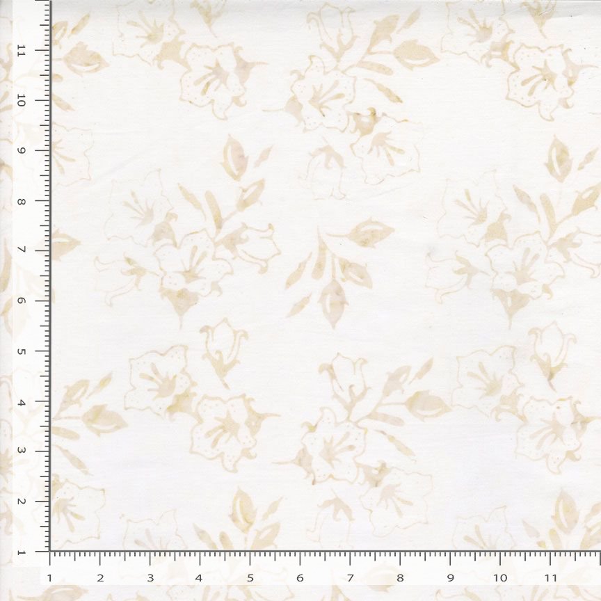 Tonga Linen BATIK Bellflowers Ivory Cream Timeless Treasures Cotton BATIK Fabric TT-TONGA-B2994-BEIGE