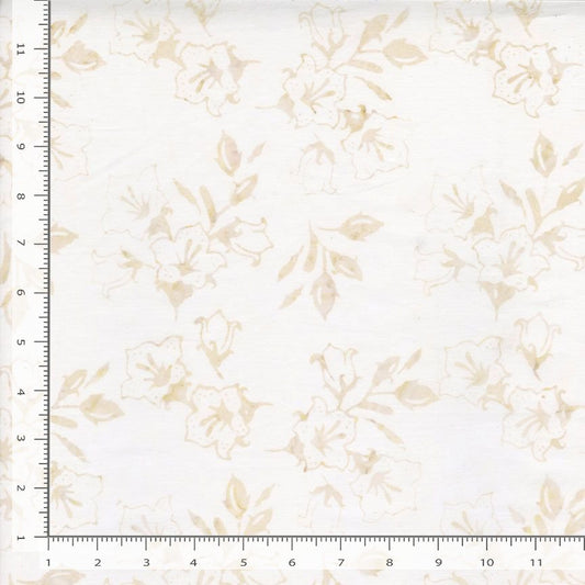 Tonga Linen BATIK Bellflowers Ivory Cream Timeless Treasures Cotton BATIK Fabric TT-TONGA-B2994-BEIGE