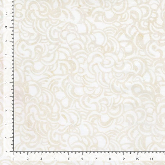 Tonga Linen BATIK Curly Petals Ivory Cream Timeless Treasures Cotton BATIK Fabric TT-TONGA-B3937-IVORY