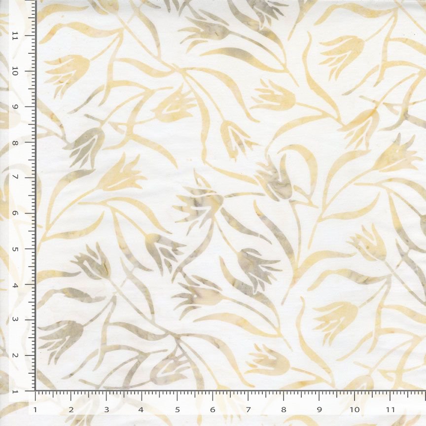 Tonga Linen BATIK Elegant Tulips Ivory Cream Timeless Treasures Cotton BATIK Fabric TT-TONGA-B1756-LINEN