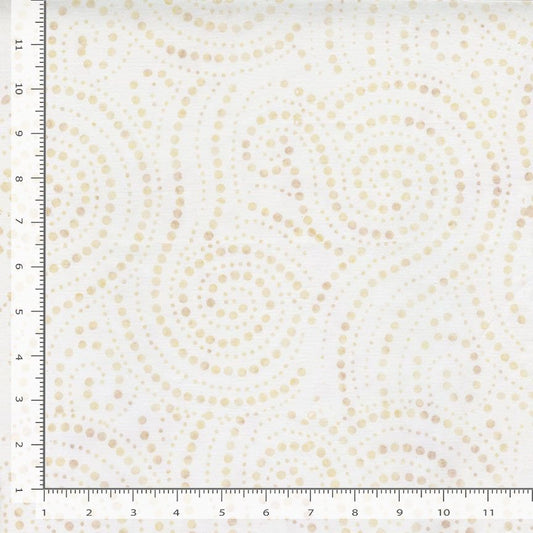 Tonga Linen BATIK Large Loose Dotted Spirals Ivory Cream Timeless Treasures Cotton BATIK Fabric TT-TONGA-B1503-SHELL
