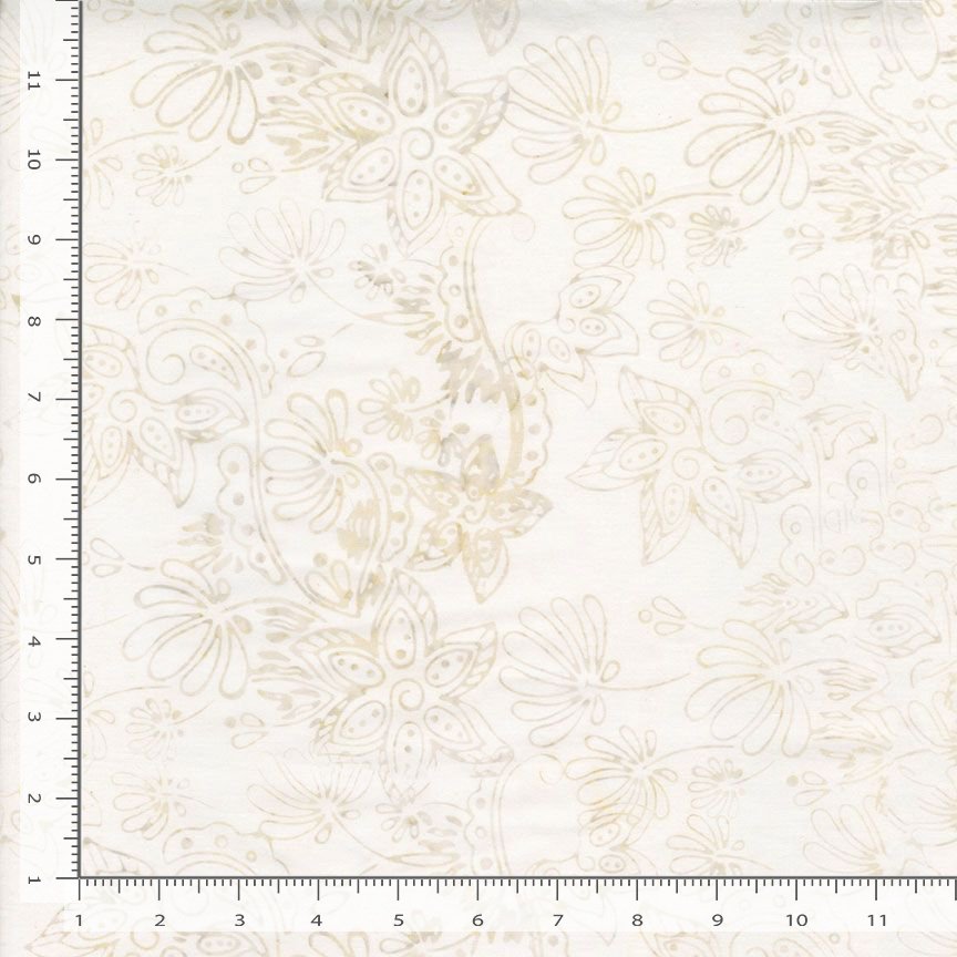 Tonga Linen BATIK Leather Flowers Ivory Cream Timeless Treasures Cotton BATIK Fabric TT-TONGA-B3649-SWAN