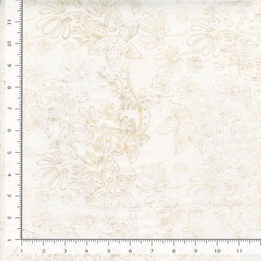 Tonga Linen BATIK Leather Flowers Ivory Cream Timeless Treasures Cotton BATIK Fabric TT-TONGA-B3649-SWAN