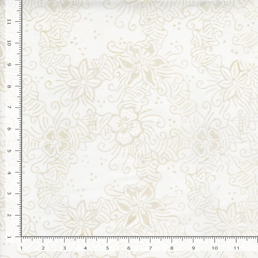 Tonga Linen BATIK Magnolia Flowers Ivory Cream Timeless Treasures Cotton BATIK Fabric TT-TONGA-B3938-MAGNOLIA