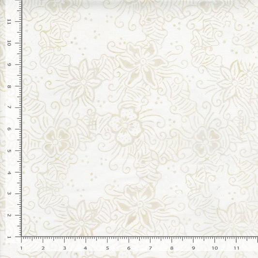 Tonga Linen BATIK Magnolia Flowers Ivory Cream Timeless Treasures Cotton BATIK Fabric TT-TONGA-B3938-MAGNOLIA