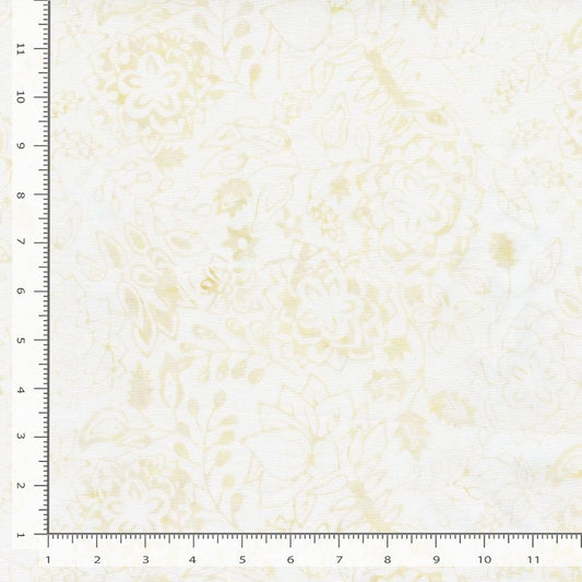 Tonga Linen BATIK Floral Bouquet Ivory Cream Timeless Treasures Cotton BATIK Fabric TT-TONGA-B3946-CALM