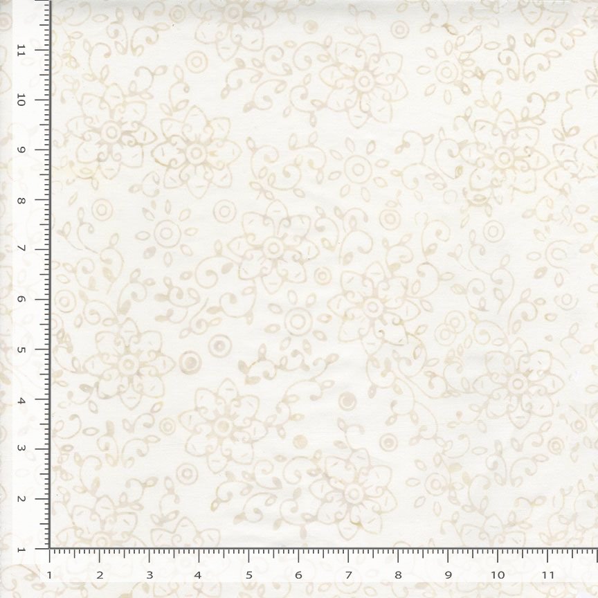 Tonga Linen BATIK Swirl Vine Floral  Ivory Cream Timeless Treasures Cotton BATIK Fabric TT-TONGA-B3939-CLOUD