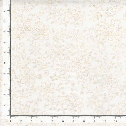 Tonga Linen BATIK Swirl Vine Floral  Ivory Cream Timeless Treasures Cotton BATIK Fabric TT-TONGA-B3939-CLOUD