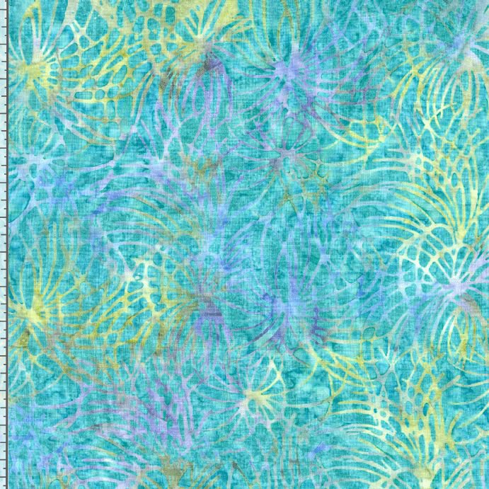 Tonga Mermaid BATIK Aquatic Cabomba Teal Multi Timeless Treasures Cotton Batik Fabric TT-B4028-MERMAID