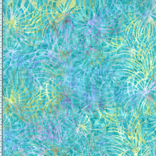 Tonga Mermaid BATIK Aquatic Cabomba Teal Multi Timeless Treasures Cotton Batik Fabric TT-B4028-MERMAID