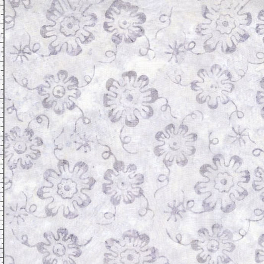 Tonga Mermaid BATIK Floating Flowers Grey Timeless Treasures Cotton Batik Fabric TT-B4023-RAIN