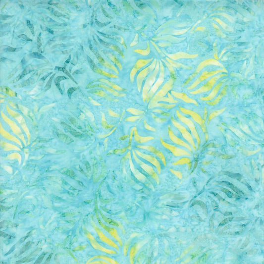 Tonga Mermaid BATIK Large Abstract Thin Leaves Aqua Timeless Treasures Cotton Batik Fabric TT-B8762-AQUA