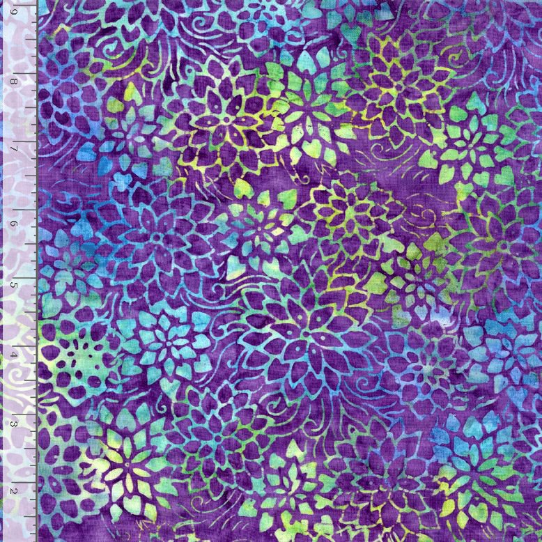Tonga Mermaid BATIK Packed Floral Purple Multi Timeless Treasures Cotton Batik Fabric TT-B3457-GRAPE