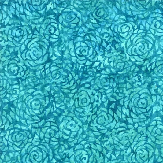 Tonga Mermaid BATIK Packed Roses Teal Timeless Treasures Cotton Batik Fabric TT-B4030-TEAL