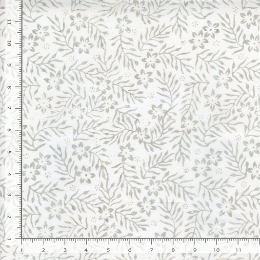 Tonga Mermaid BATIK Spike Leaf Floral Grey Timeless Treasures Cotton Batik Fabric TT-B8383-DOVE