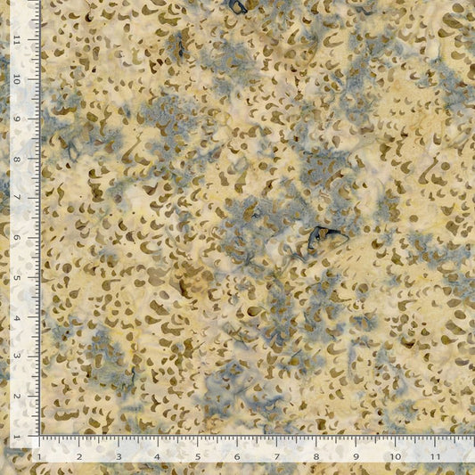 Tonga Stormy Sea Loose Petals Stone Beige Blue Wing and A Prayer Design Timeless Treasures Cotton Batik Fabric TT-TONGA-B3332-STONE