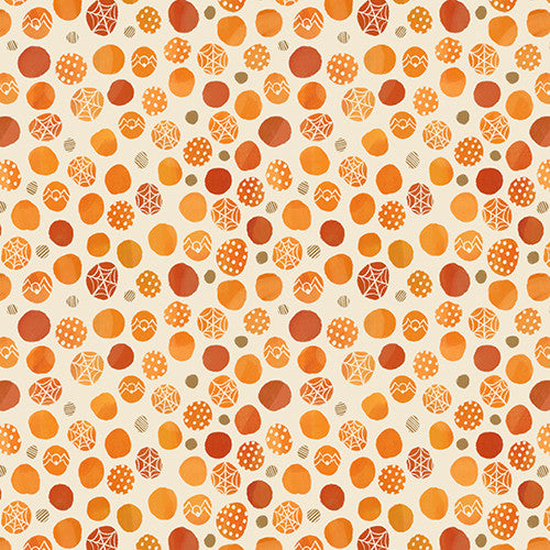 Too Cute to Spook Circle of Webs Cream Natalie Adams 3 Wishes Cotton Fabric