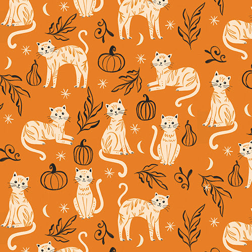 Too Cute to Spook Cutsie Cats Orange Natalie Adams 3 Wishes Cotton Fabric