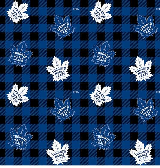 Toronto Maple Leaf NHL Hockey Check FLANNEL Sykel Enterprises Cotton Fabric NHL-1192-MAP