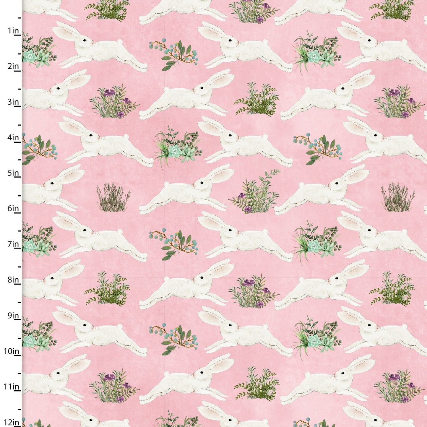 Touch of Spring Bunnies Pink Beth Albert 3 Wishes Cotton Fabric