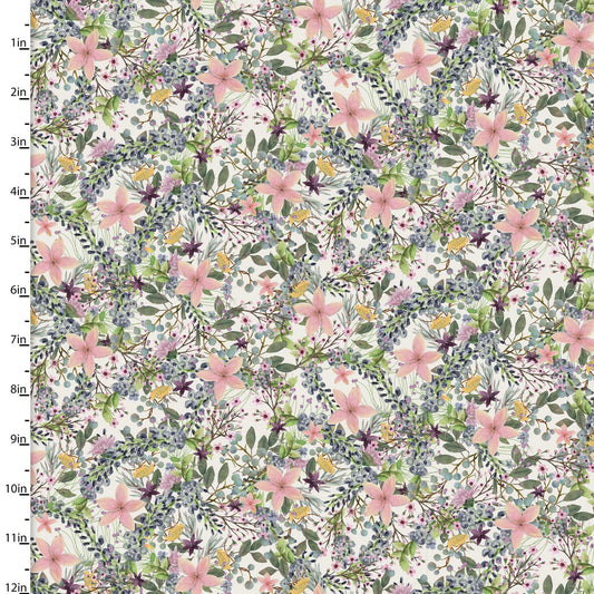 Touch of Spring Floral Beth Albert 3 Wishes Cotton Fabric