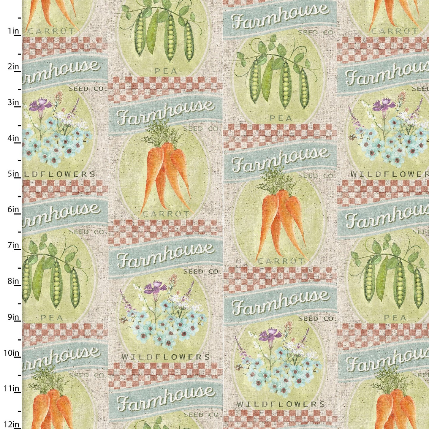 Touch of Spring Seed Packets Beige Beth Albert 3 Wishes Cotton Fabric