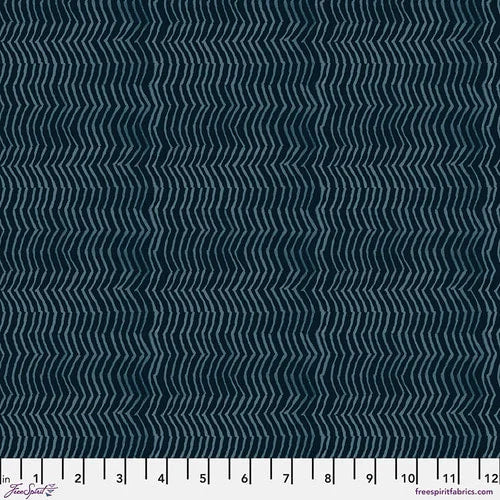 Touchstones Chevron Zigzag Navy Blue Shell Rubymmel Free Spirit Fabrics Cotton Fabric