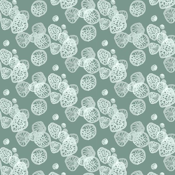 Touchstones Ocean Jewels Geo Sage Green Shell Rummel Free Spirit Cotton Fabric | US Fabric Shop