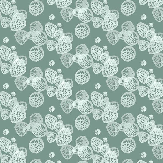 Touchstones Ocean Jewels Geo Sage Green Shell Rubymmel Free Spirit Cotton Fabric