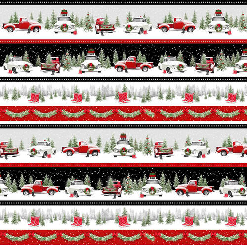 Tradition Continues II Truck Novelty Stripe Multi Jan Shade Beach Henry Glass Cotton Fabric | US Fabric Shop