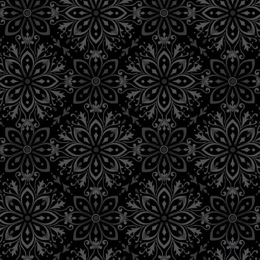 Tranquil Flannel 108" Wideback Large Medallion Black Studio E Cotton Fabric SE-F5597-99