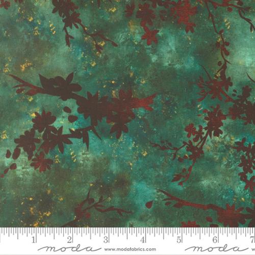 Tranquil Patina Zen Blossom Landscape and Nature Cherry Blossoms Teal Debbie Maddy Moda Cotton Fabric MD-48111-12