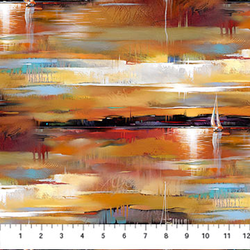 Tranquil Tides Sail boats Texture Ochre Multi Tim Parker Northcott Fabrics Cotton Fabric NC-DP27614-55