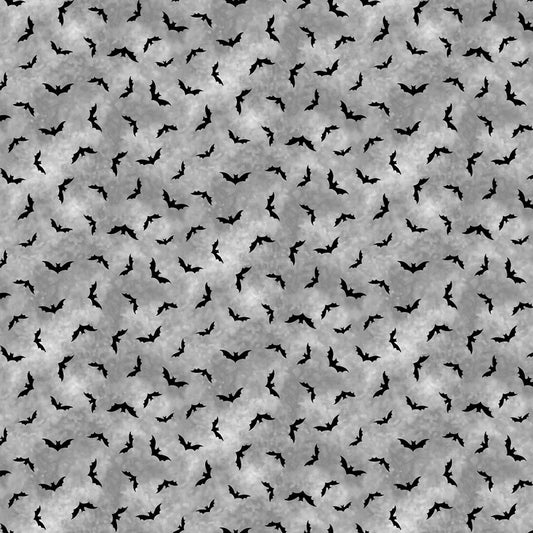 Trick or Treat Bats All Folks Gray Michael Miller Cotton Fabric MM-DCX10332-GRAY-D