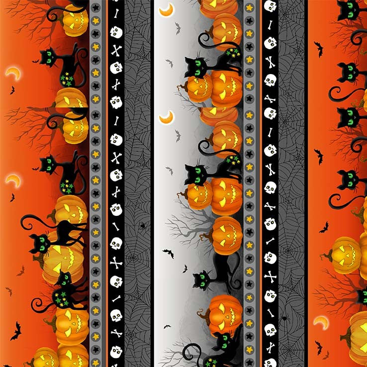 Trick or Treat Moonlight Magic Stripes Orange Michael Miller Cotton Fabric MM-DCX10330-ORAN-D | US Fabric Shop
