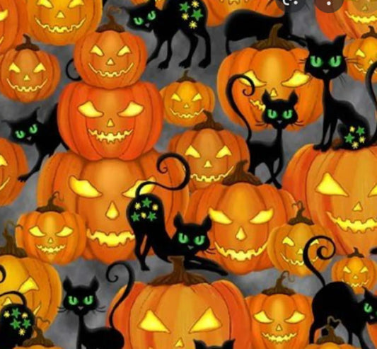 Trick or Treat Pumpkins Glow Orange Michael Miller Cotton Fabric MM-DCX10329-ORAN-D
