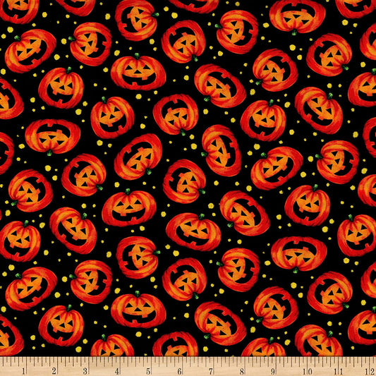 Tricks Treats Pumpkin Toss Black Gina Jane Lee Quilting Treasures Cotton Fabric