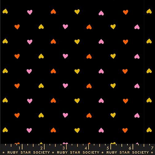 Trinketry Hearts Basics Retro Playful Childrens Black Melody Miller Ruby Star Moda Fabrics Cotton Fabric MD-RS0091-36
