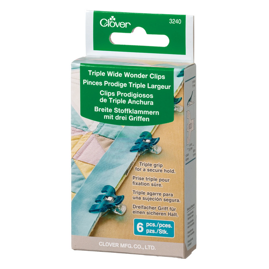 Triple Wide Wonder Clips 6pc Clover Needlecraft CN-3240C