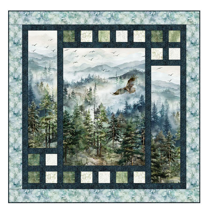 Triptych Digital Quilt Top 65.5"x65.5" Altitude Deborah Edwards Melanie Samra Northcott Cotton Fabric NC-DQ3665