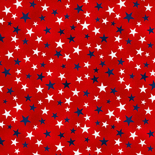 Truckin in the USA Mini Stars Red Chelsea DesignWorks Studio E Cotton Fabric