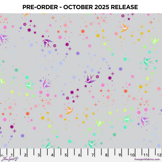 PRE-ORDER | OCT 2025 | True Colors Graywork Fairy Dust Fog Tula Pink Free Spirit Cotton Fabric
