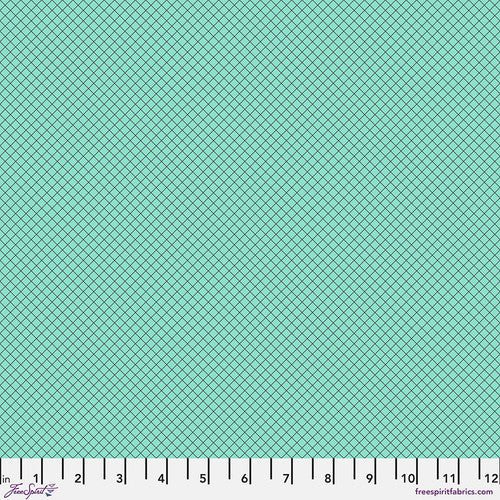 True Colors On the Grid Raindrop Green Tula Pink Free Spirit Cotton Fabric FS-PWTP255.RAINDROP