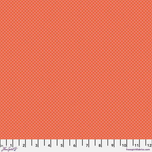True Colors On the Grid Salmon Orange Tula Pink Free Spirit Cotton Fabric FS-PWTP255.SALMON