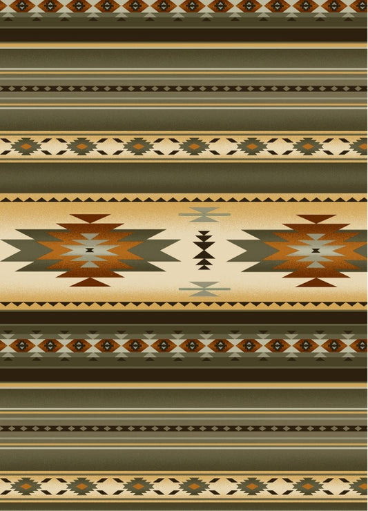 Tucson Aztec Southwestern Native American Stripe Sage Green Elizabeth's Studio Cotton Fabric