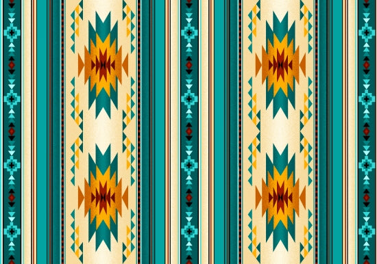 Tucson Mini Stripe Turquoise Elizabeth's Studio Cotton Fabric