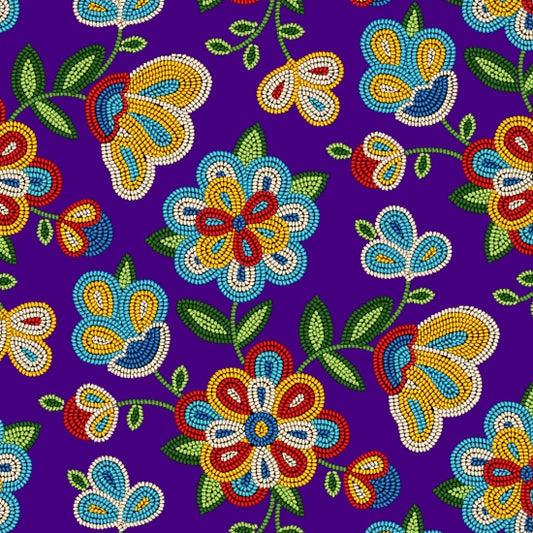 Tucson Beaded Floral Purple Elizabeth's Studio Cotton Fabric