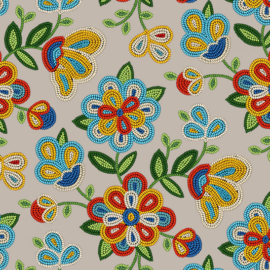 Tucson Beaded Floral Sepia Elizabeth's Studio Cotton Fabric