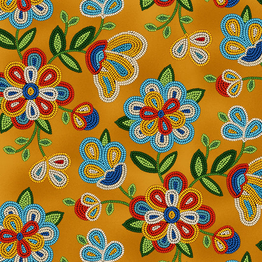 Tucson Beaded Flower Moosehide Elizabeth's Studio Cotton Fabric